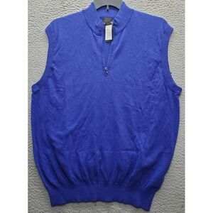 Greg Norman 1/4 Zip Sweater Vest‎ Mens Large Blue Knit Golf Performance Pullover